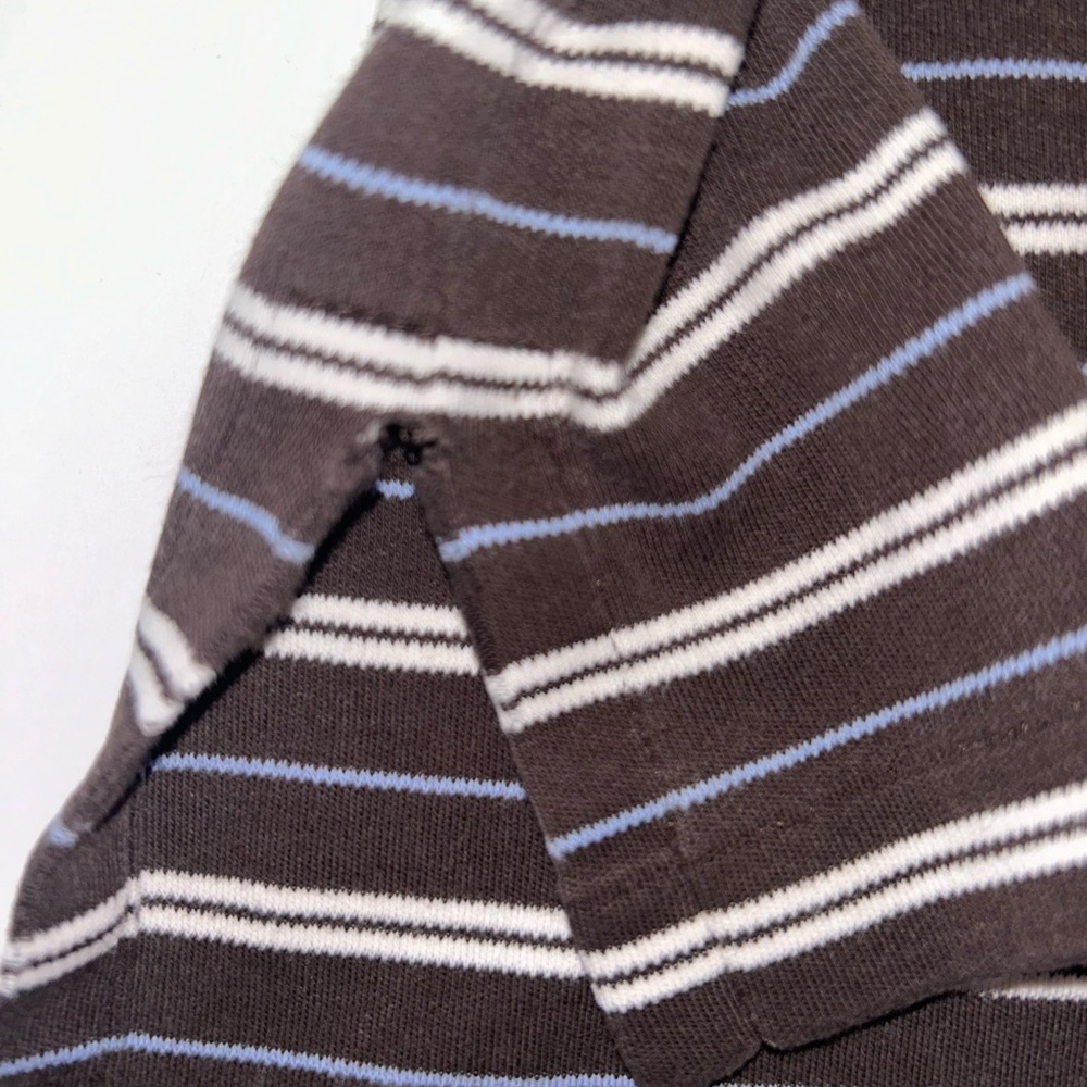 Polo Ralph Lauren‎ VINTAGE brown white blue stripe short sleeve polo size Large - Picture 7 of 11